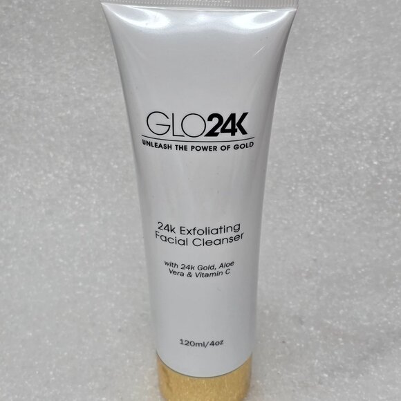 Glo24K Exfoliating Facial Cleanser 120ml With 24K Gold Aloe Vera & Vitamin C - Picture 1 of 2